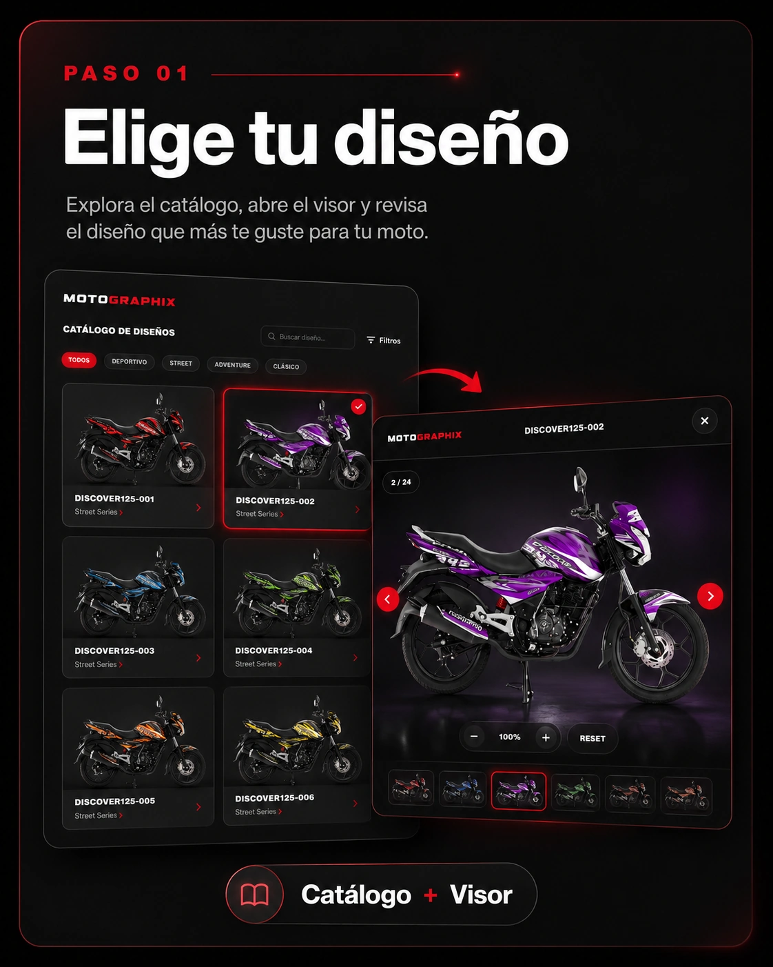 Paso 1: elegir un diseño desde el catálogo y visor