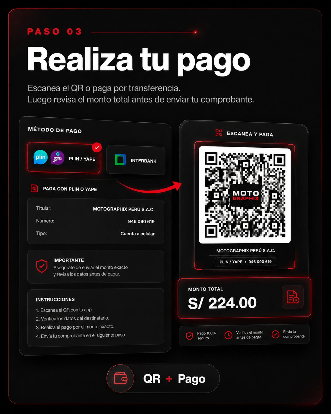 Paso 3: realizar el pago mediante QR o transferencia