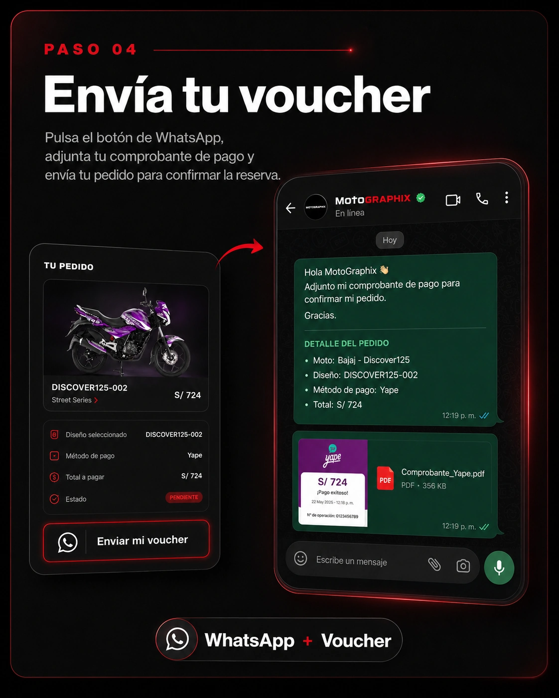 Paso 4: enviar el voucher por WhatsApp